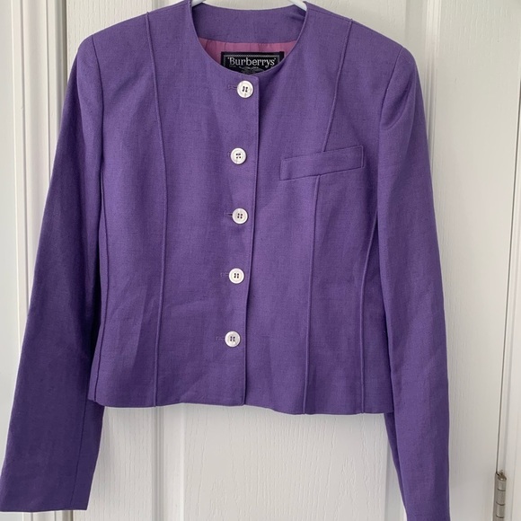 Burberry Jackets & Blazers - Burberry of London‎ linen blend vintage blazer purple classic elegant buttons 2